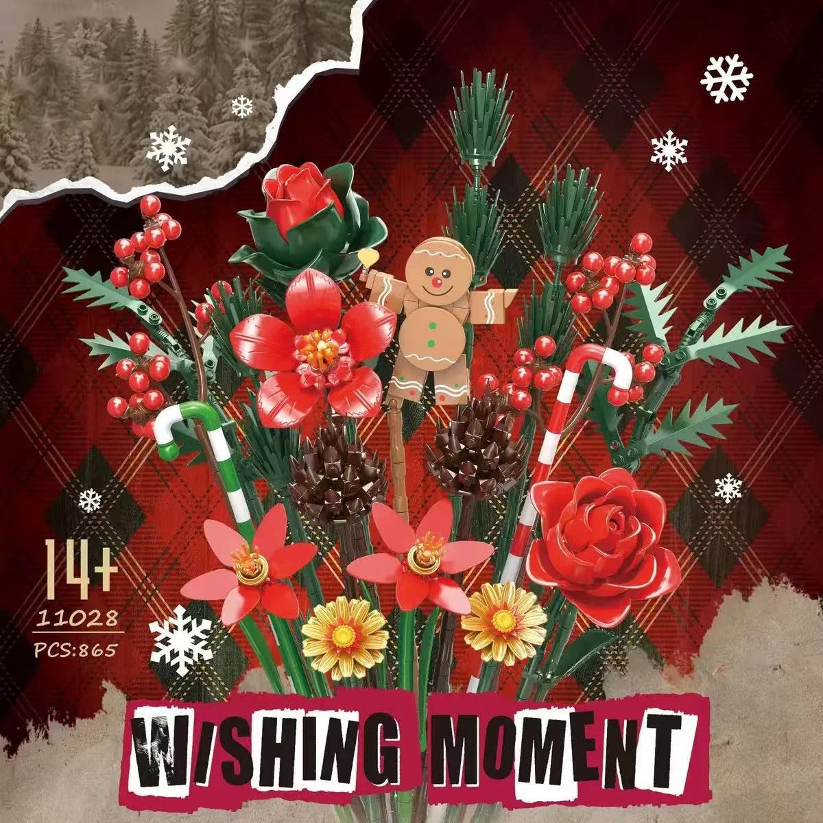 865PCS Gingerbread Flower Bouquet Building Blocks