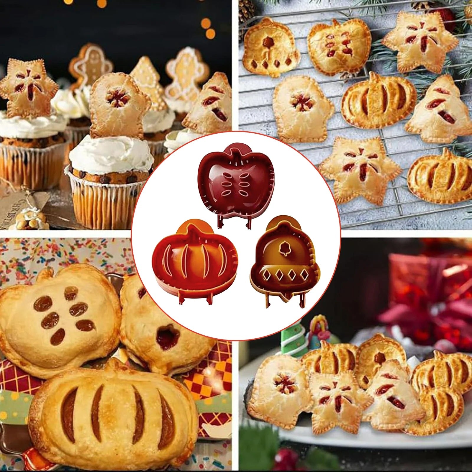 3Pc Christmas One-press Hand Pie Maker