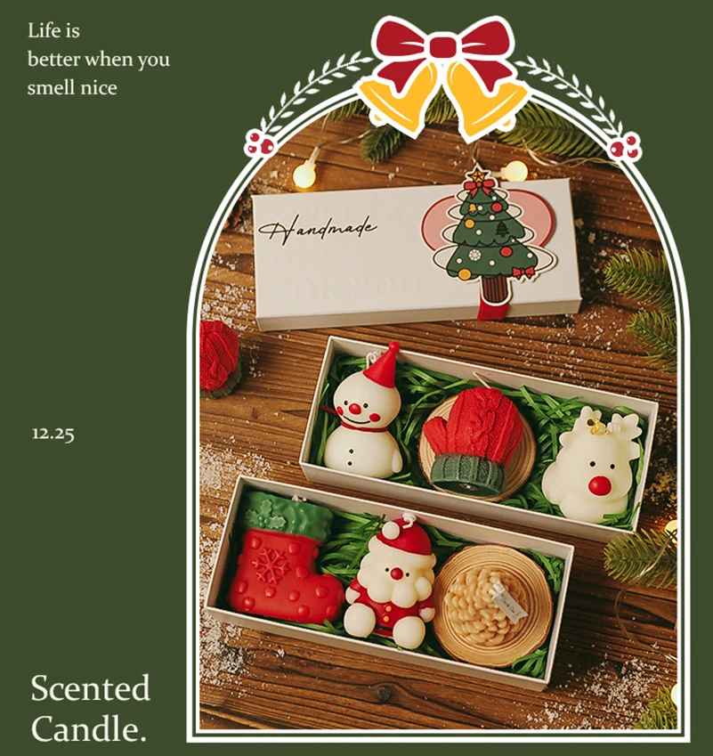 Handmade Christmas Scented Candle Gift Set