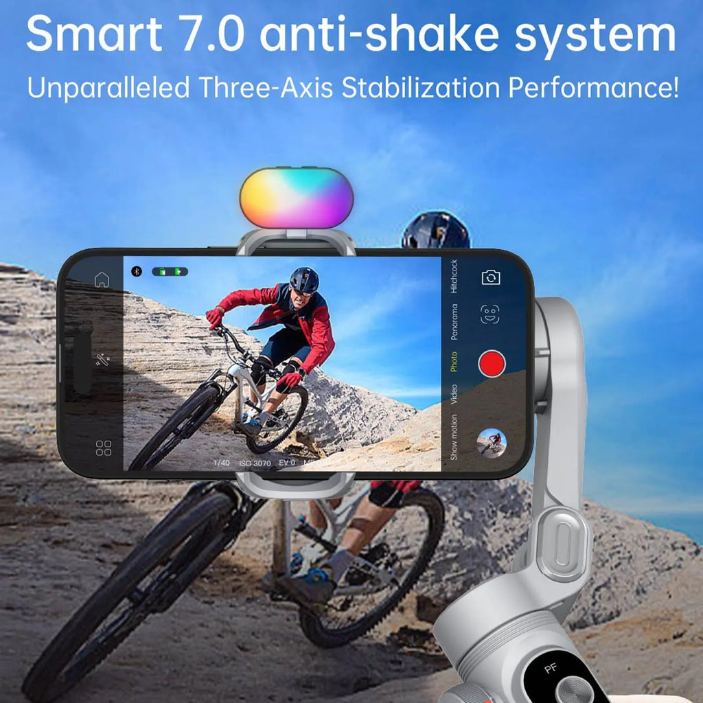 X Pro  - 3 Axis Smartphone Gimbal Stabilizer with RGB Fill Light – Foldable Tripod Kit for Stable Video, Vlogging, and Content Creation