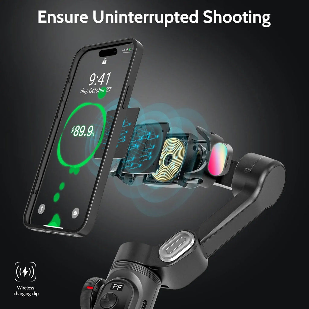 X Pro  - 3 Axis Smartphone Gimbal Stabilizer with RGB Fill Light – Foldable Tripod Kit for Stable Video, Vlogging, and Content Creation