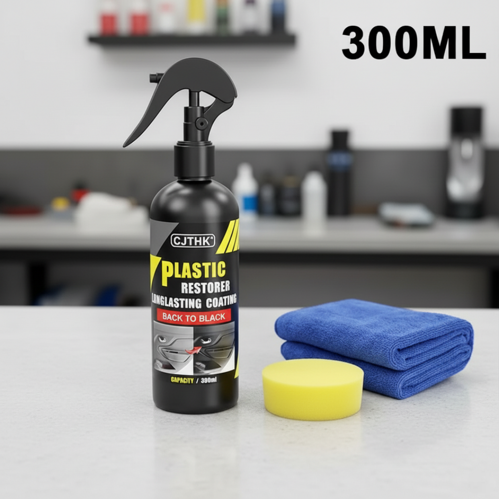 Car Plastic Restorer Spray – Restore Black Shine & Protect Trim