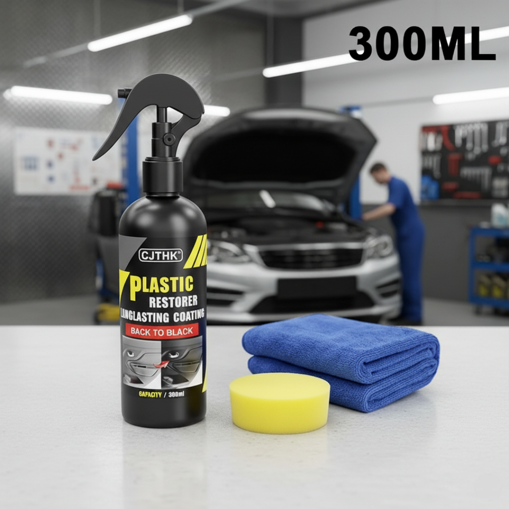 Car Plastic Restorer Spray – Restore Black Shine & Protect Trim