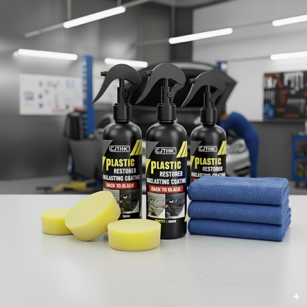 Car Plastic Restorer Spray – Restore Black Shine & Protect Trim
