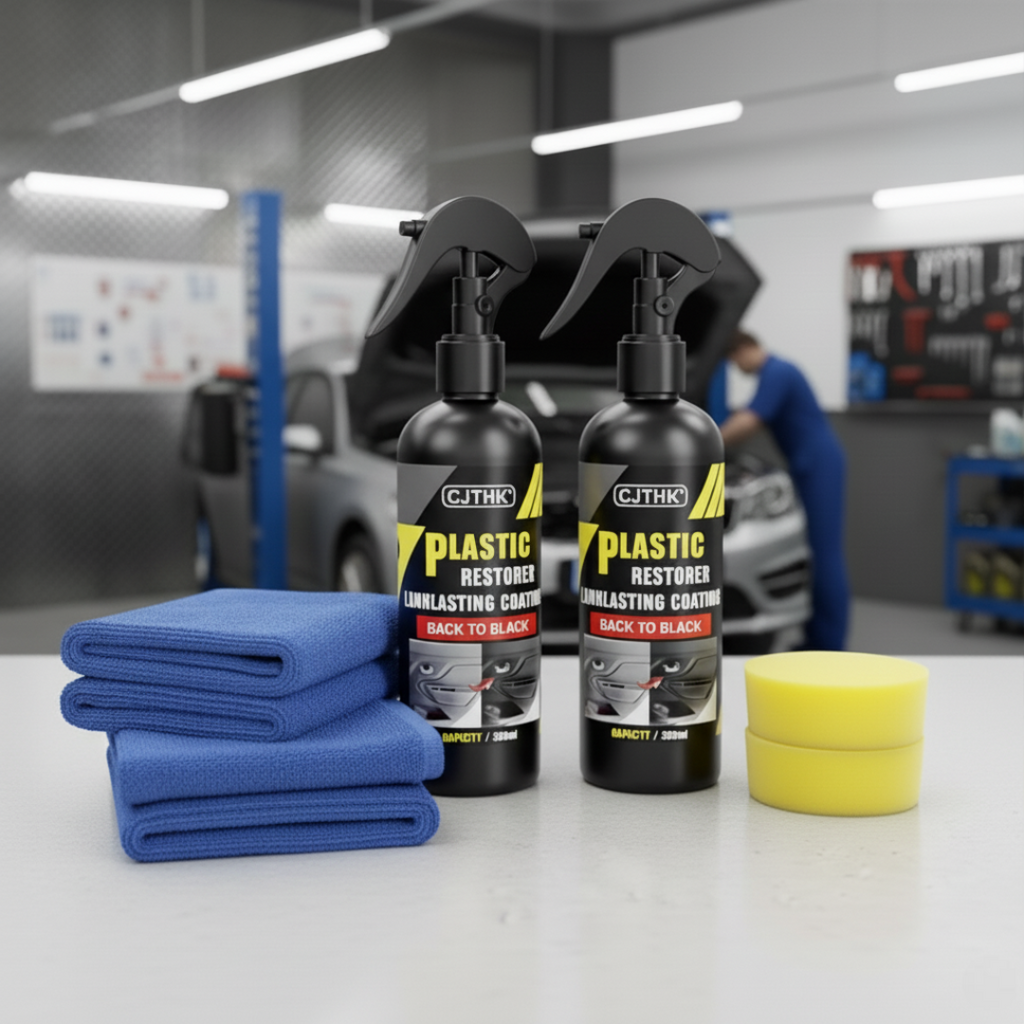 Car Plastic Restorer Spray – Restore Black Shine & Protect Trim