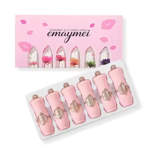 6pc Set: Temperature Color Changing Crystal Jelly Lipstick – Moisturizing, Waterproof, Long-Lasting Glow