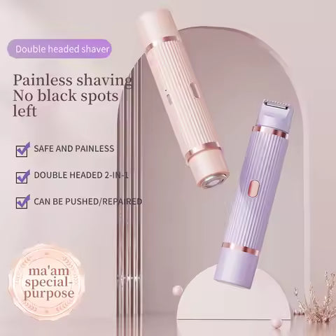 Electric Shaver for Women – Waterproof Wet & Dry 2-in-1 Dual Head Bikini Hair Trimmer