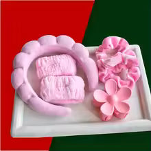 6-Piece Plush Skincare Headband, Wristband & Hair Clip Set – Spa & Makeup Essentials
