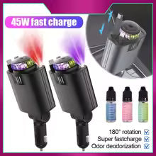 5-in-1 - 45W Fast Car Charger with USB-C, Starlight LED, Aromatherapy & Air Freshener – For iOS & Android