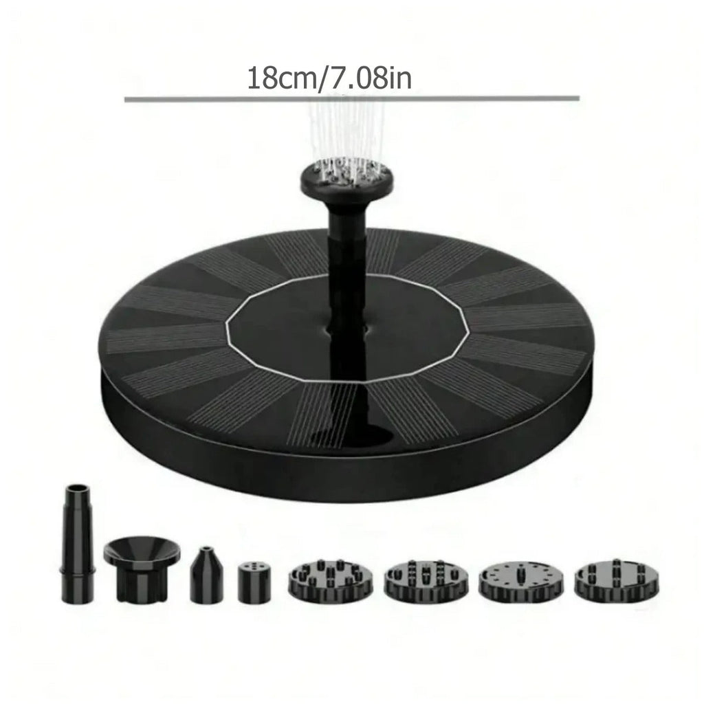 Solar-Powered Fountain Pump with 6 Nozzles & 2 Connector Heads – Ideal for Bird Baths, Ponds, and Gardens