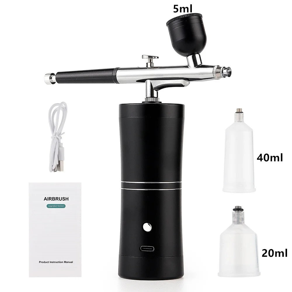 Airbrush Oxygen Injector Kit – Portable Rechargeable Airbrush for Nails, Cakes, Crafts & Skin Care