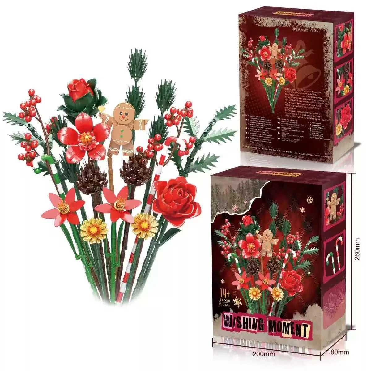 865PCS Gingerbread Flower Bouquet Building Blocks