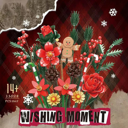 865PCS Gingerbread Flower Bouquet Building Blocks