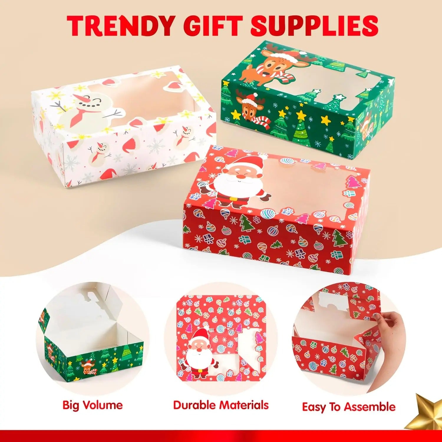 4pcs Christmas Window Cookie Boxes