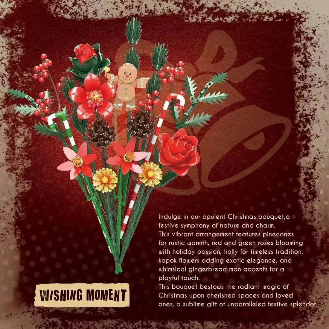 865PCS Gingerbread Flower Bouquet Building Blocks