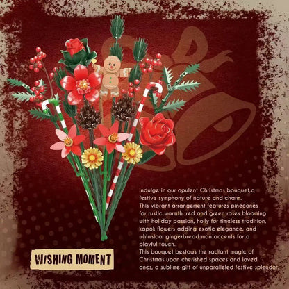 865PCS Gingerbread Flower Bouquet Building Blocks
