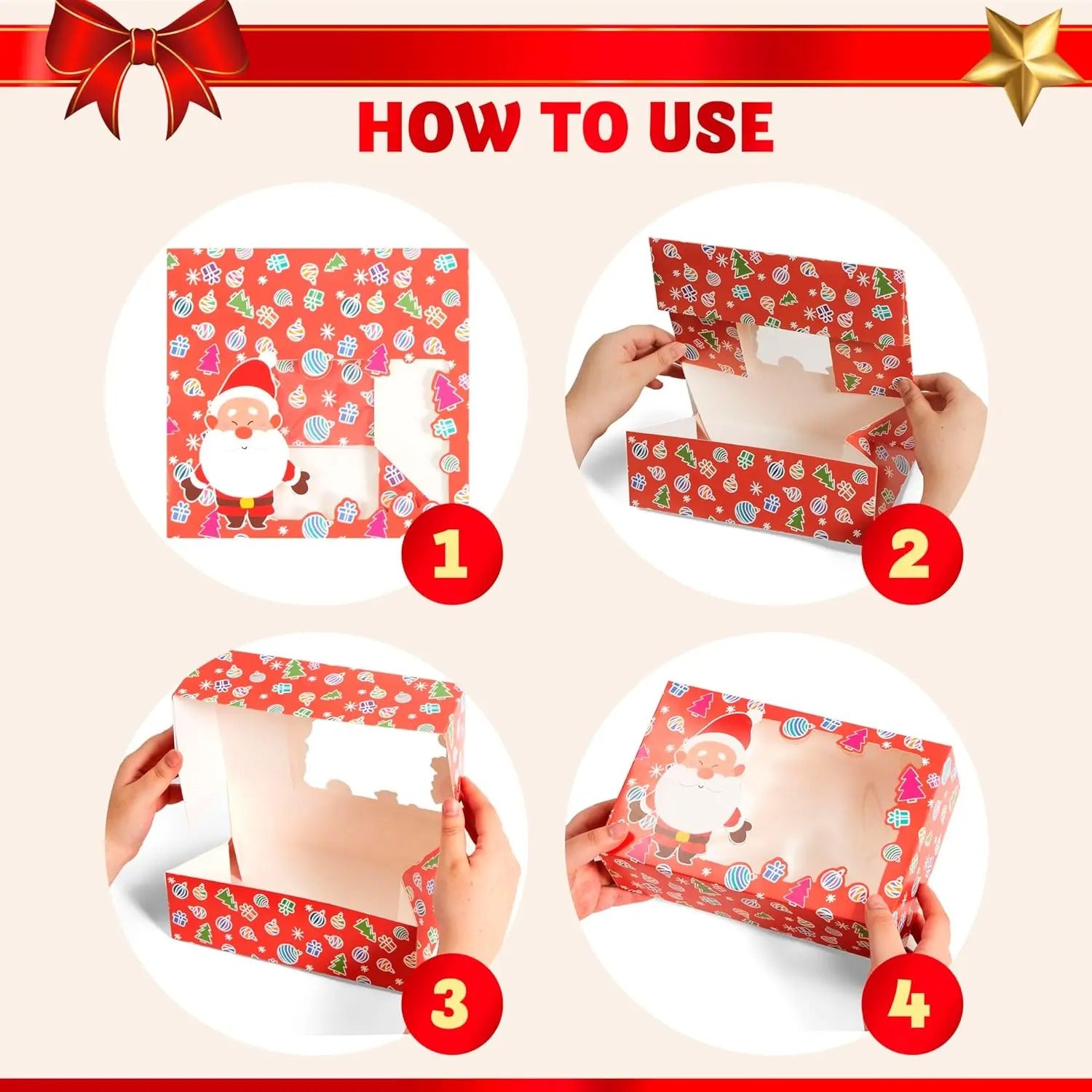 4pcs Christmas Window Cookie Boxes