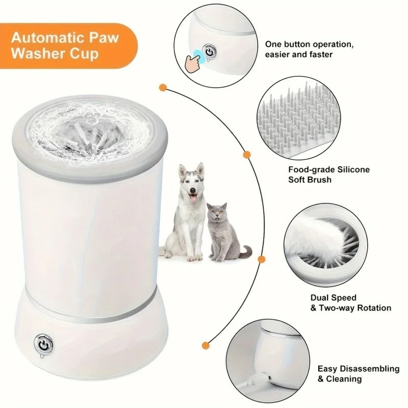 Electric Pet Paw Cleaner – Automatic USB Rechargeable Dog & Cat Foot Washer, Gentle & Quiet