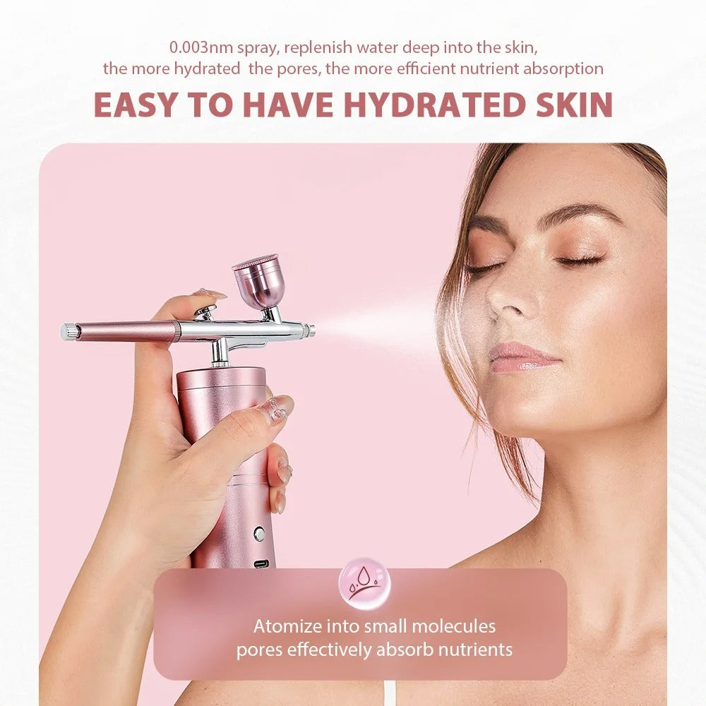 Airbrush Oxygen Injector Kit – Portable Rechargeable Airbrush for Nails, Cakes, Crafts & Skin Care