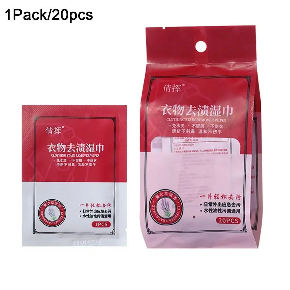 Clothes Cleaning Wipes – Portable Stain Remover Wipes for Jackets, Shoes & Clothing (20pcs)