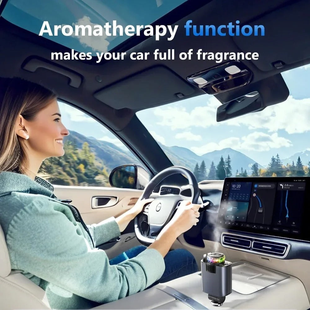 5-in-1 - 45W Fast Car Charger with USB-C, Starlight LED, Aromatherapy & Air Freshener – For iOS & Android