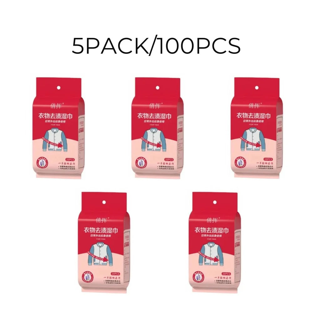 Clothes Cleaning Wipes – Portable Stain Remover Wipes for Jackets, Shoes & Clothing (20pcs)